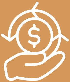 burnt orange background with icon and text that says "tricord finds partner investors"