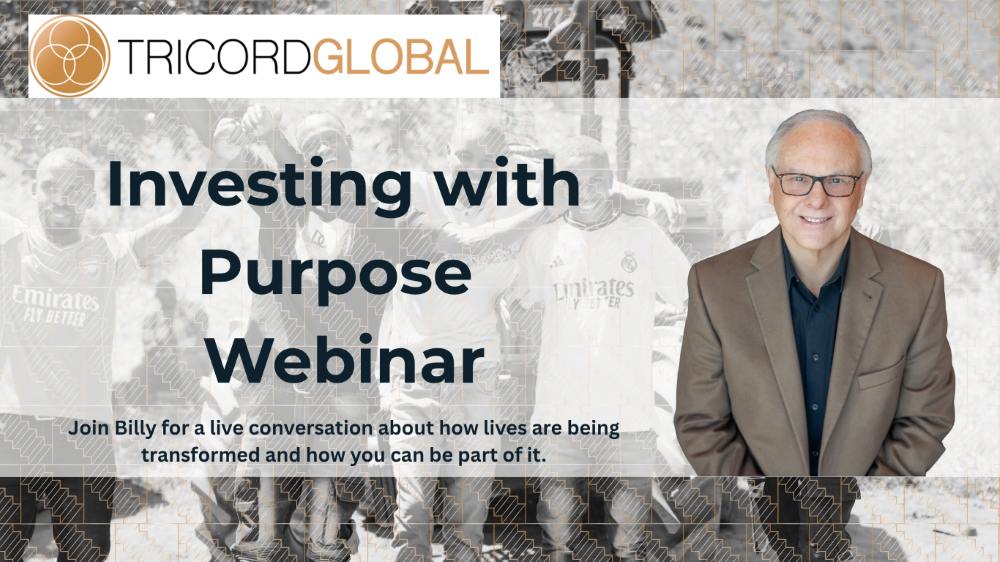tricord global webinars graphic with billy epperhart on the right and text on the left that reads "investing with purpose webinar"