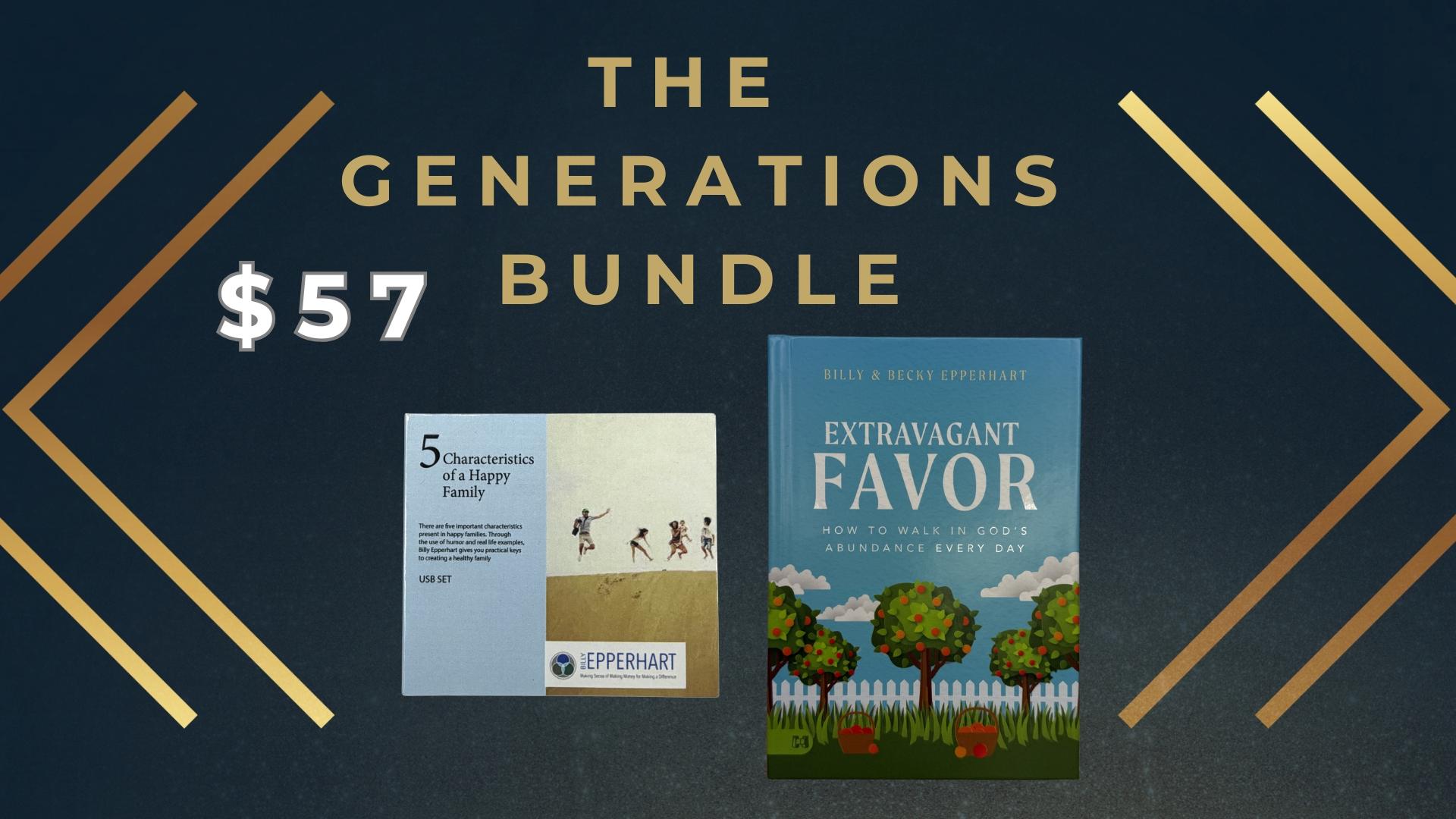 The Generations Bundle mobile the generations bundle cover image with extravagant favor book cover and 5 characteristics of a happy family USB cover for $57 mobile version